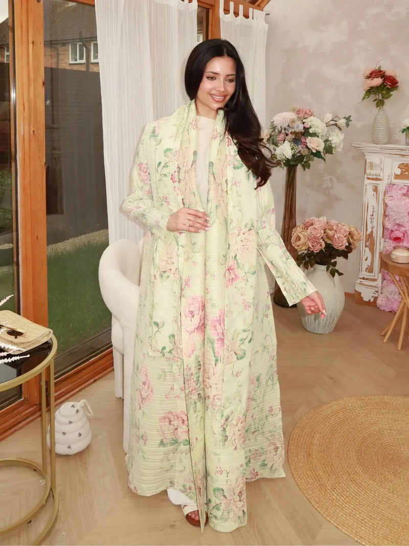 Pleated Women's Robe Embroidery Design 2025 Fall New Cardigan Women's Robe Abaya Featured Jacket Party Model
