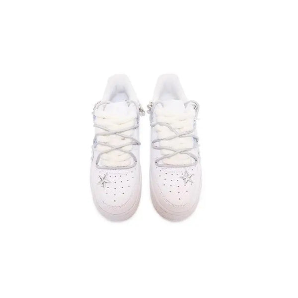 [Custom Christmas blue diamond-shaped pearl women's edition]Nike Air Force 1 Skateboard Shoes Women's Low-Top Blue