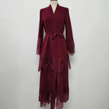 Muslim Women Embroidery Maxi Dress Eid Ramadan Kimono Cardigan Flower Abaya Dubai Turkey Kaftan Islamic Clothing Arab Robe Gown