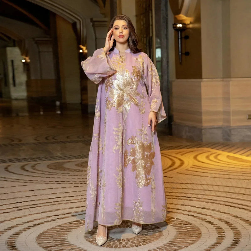 Elegant Muslim Dress Dubai Turkey Robes Islam Saudi Arabia Long Evening Dress Abaya for Women Light Luxury Party Dress Vestidos