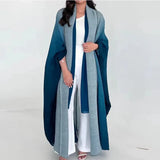 Wind Coat for Women 2024 Autumn New Style Gradient Color, Plus Fat and Enlarged Bat Sleeves, Scarf Style Long Outerwear