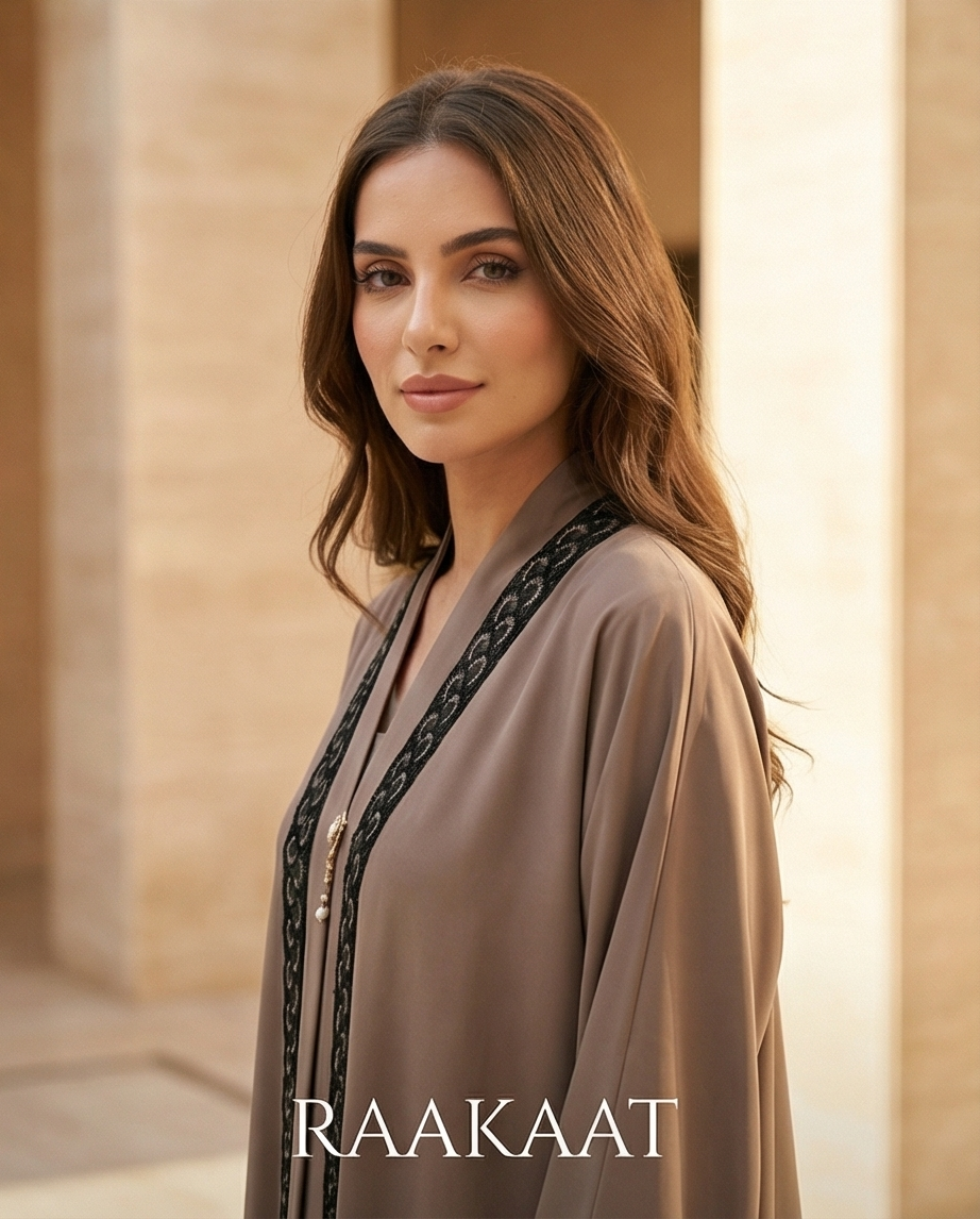 Classic Black Abaya with Gold Embroidery - Sizes 14, 15, 16 - Raakaat