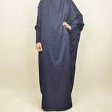 Muslim Fashion Abaya for Women Solid Satin One-piece Prayer Dress with Headscarf Saudi Arab Islamic Clothing Modesty Kaftan Robe
