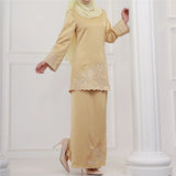 2Pcs Women Muslim Sets Dubai Outfits Islam Clothes Tops Skirts Abaya Dress Malaysia Baju Kurung Suit Femme Musulmane Ensembles