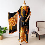 NEW Fashion Summer Dress With Big Scarf Dubai Turkey Kaftan Muslim Loose Abaya Women African Casual Maxi Peacock Shawl Robe