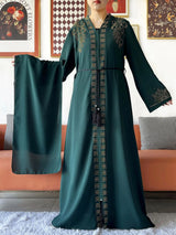 2025 New Lady Elegant Dress Chiffon Open Abaya with Zipper Muslim Women Dress Islamic Clothing Cardigan Abaya Women Muslim Dress