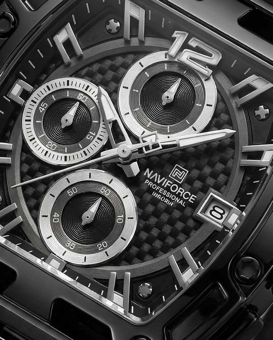 W13-Naviforce Men's Chronograph Watch - Bold Black Design - Raakaat