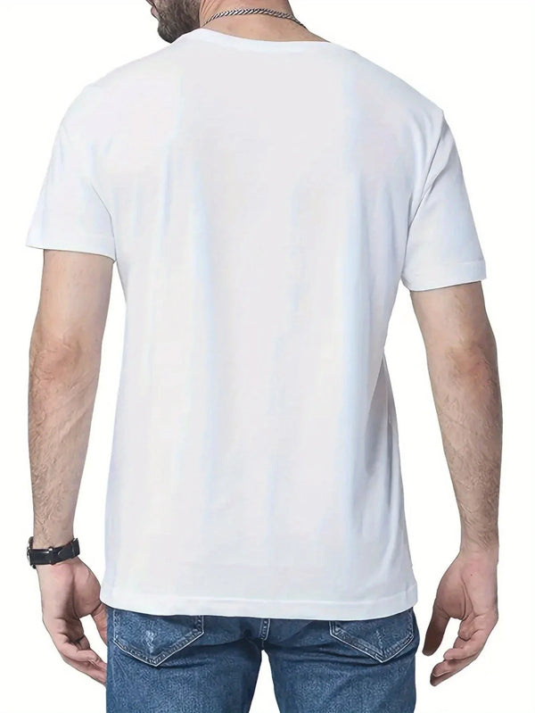 [Cotton | Soft] Soft, Breathable 100% Cotton Men's Gradient Letter Print T-Shirt | Casual Crew Neck Short Sleeve Tee