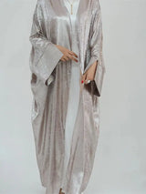 Shiny Batwing Satin Open Kimono Abaya Dubai Luxury 2024 Muslim Abayas For Women Kaftan Dress Islamic Clothing Femme