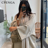 2025 Arabic Muslim Women Modest Cardigan Elegant Dubai Plain Abaya Dress Islamic Party Outfit Fashion Loose Turkey Kaftan Robe