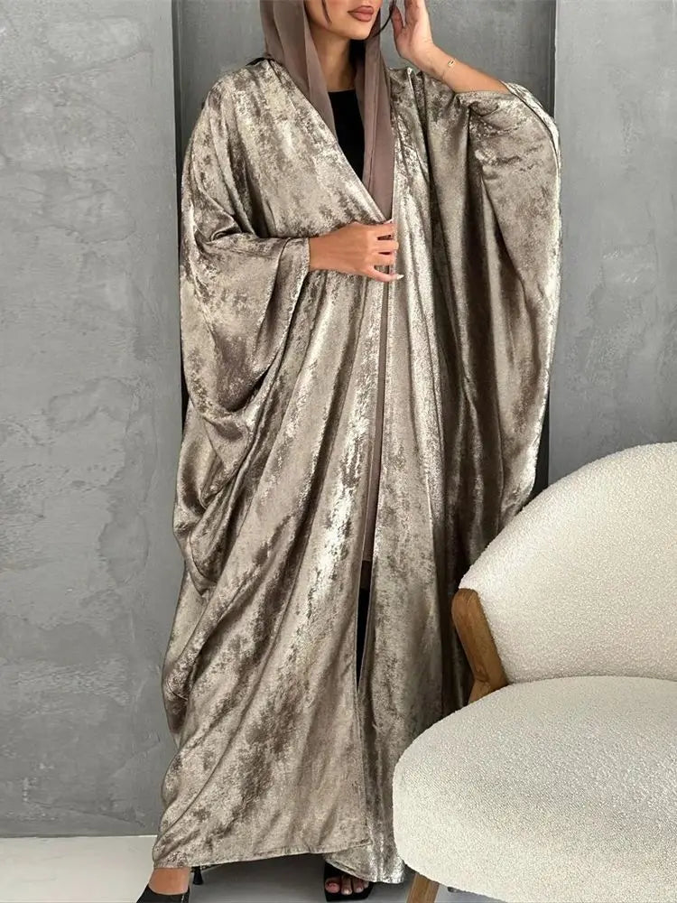 Ramadan Shiny Satin Open Kimono Abaya Dubai Luxury 2024 Muslim Abayas For Women Kaftan Dress Islam Clothing Robe Femme Musulmane