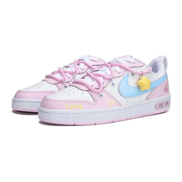 [Custom Pink fox]Nike Court Borough Low Low-Top Skateboard Shoes Women's Yellow Pink Blue