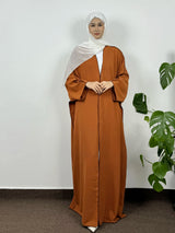 Solid Open Front Simple Abayas, Elegant Long Sleeve Maxi Length Cover Up, Women's Clothing