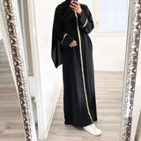 Abayat Emberoidery Maxi Dresses for Women, V-Neck, Long Sleeve, Belted Kaftan, Turkish Dresses, Jilbab, New, Autumn