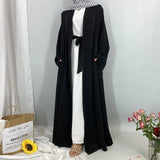 Elegant Long Dress Loose Maxi Fashion Women's Clothing Cardigan Abaya Robe Solid Color