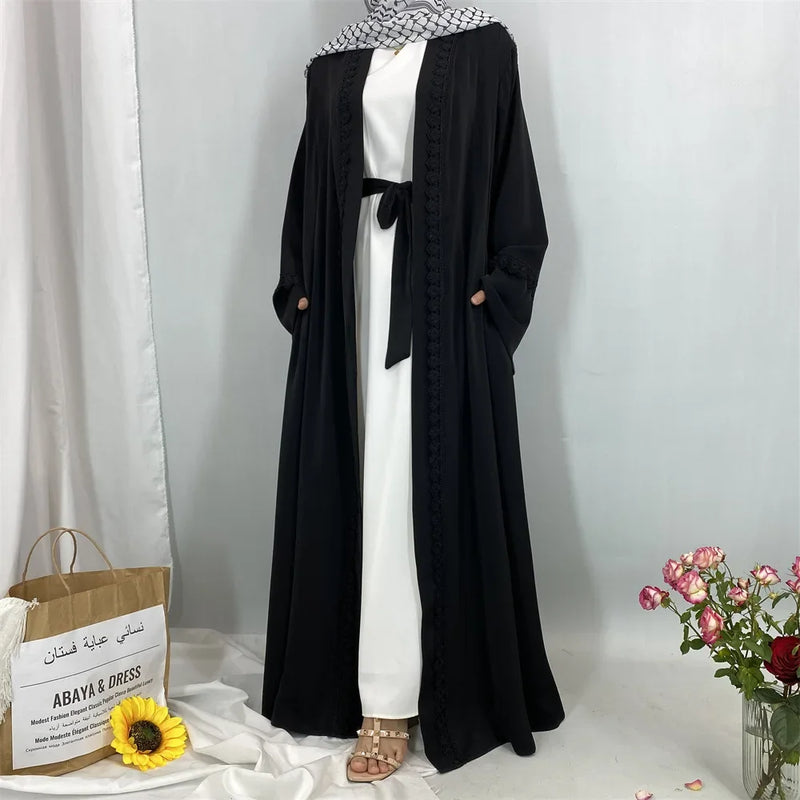 Elegant Long Dress Loose Maxi Fashion Women's Clothing Cardigan Abaya Robe Solid Color