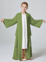 Kebaya Muslim Girls Abaya 3 Layered Chiffon Kids Abaya Dress Open Front   Outerwear (Without Hijab)