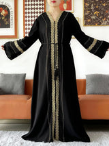 Newest Women Party Dress Chiffon Lace Open Abaya with Zipper Muslim Women Abaya Islamic Clothing Cardigan Muslim Loose Dress