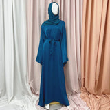 Muslim Women Hijab Dress Satin Abaya Scarf Robe Ramadan Modest Prayer Islamic Clothing Robe Eid Jalabiya Kaftan Caftan Marocain