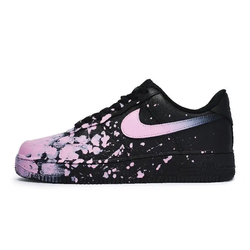 [Custom Women's dark pink foggy S-BOX]Nike Air Force 1 Skateboard Shoes Women's Low-Top Pink