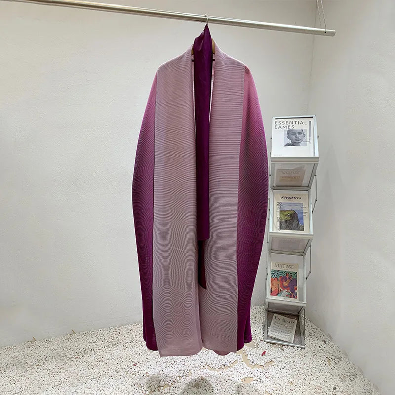Wind Coat for Women 2024 Autumn New Style Gradient Color, Plus Fat and Enlarged Bat Sleeves, Scarf Style Long Outerwear