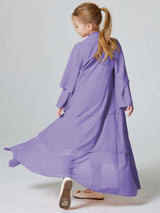 Kebaya Muslim Girls Abaya 3 Layered Chiffon Kids Abaya Dress Open Front   Outerwear (Without Hijab)