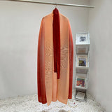 Wind Coat for Women 2024 Autumn New Style Gradient Color, Plus Fat and Enlarged Bat Sleeves, Scarf Style Long Outerwear