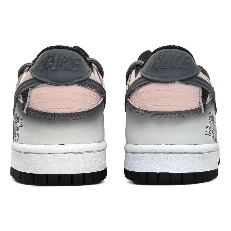 [Custom Valentine's Day]Nike Dunk Anti-Slip Wear-Resistant Low-Top Skateboard Shoes GS Gray White Pink