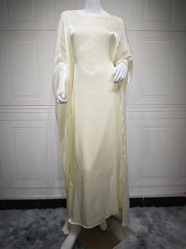 Dubai Elegant cock abaya Polka Dot Dresses Long Dolman Sleeve For Muslim Women's Brief Kaftan