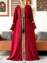 Newest Women Party Dress Chiffon Lace Open Abaya with Zipper Muslim Women Abaya Islamic Clothing Cardigan Muslim Loose Dress