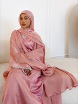 Abaya Scarf Dress 3 Piece Set for Women Cardigan Ramadan Beading Sleeve Dubai Jalabiya Kaftan Vestidos Arab Robe 2025