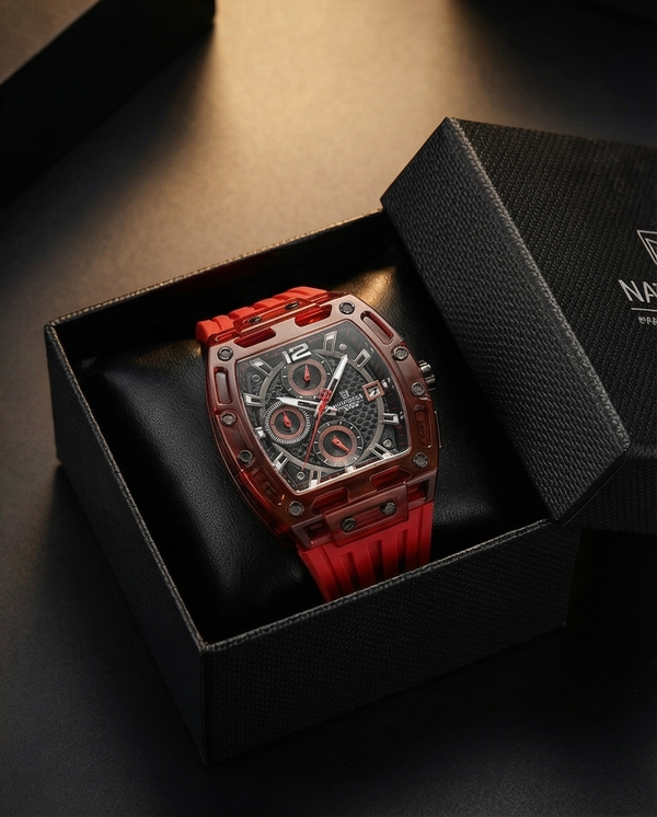 W11-Naviforce Men's Red Chronograph Watch with Black Dial - Raakaat