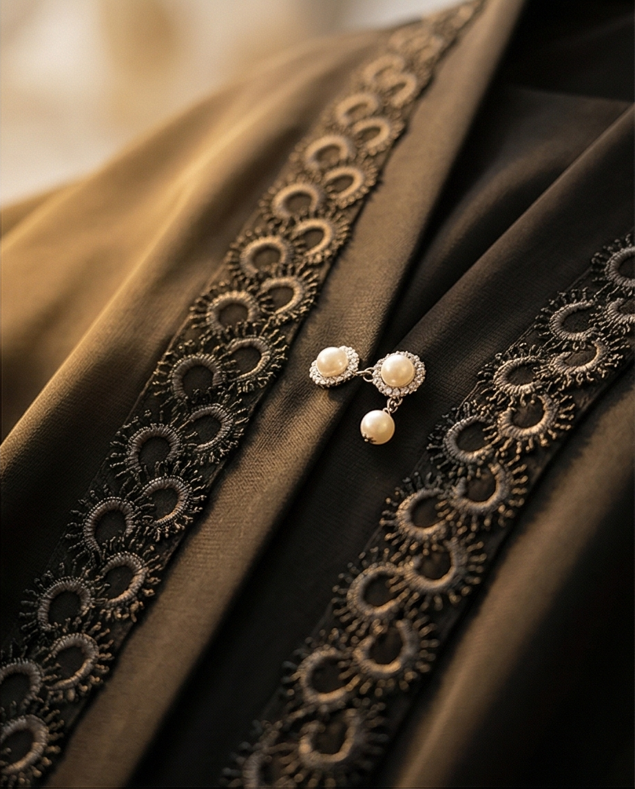Classic Black Abaya with Gold Embroidery - Sizes 14, 15, 16 - Raakaat