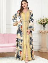 Morocco Muslim Abaya Dress 2 Piece Set with Embroidery