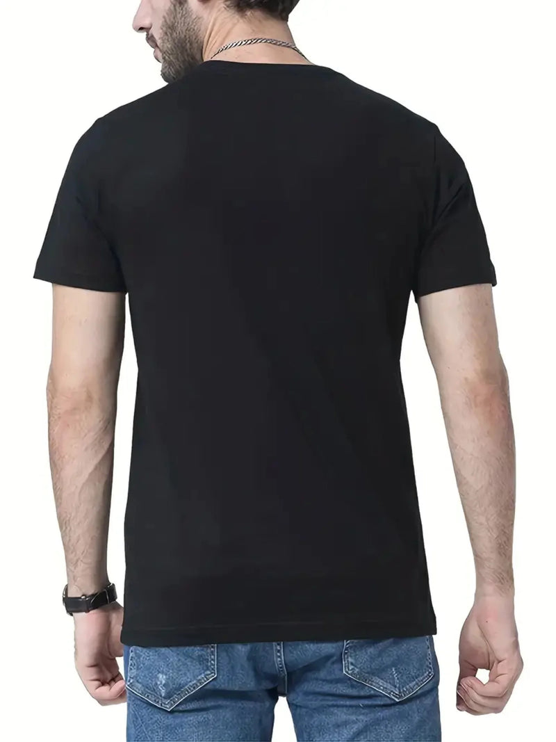 [Cotton | Soft] Soft, Breathable 100% Cotton Men's Gradient Letter Print T-Shirt | Casual Crew Neck Short Sleeve Tee