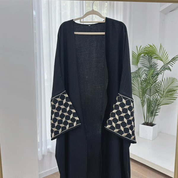 New Embroidery Abayas for Women Muslim Dress Dubai Turkey Kaftan Kimono Caridgan Open Abaya Kebaya Islam Jalabiya Caftan Gown