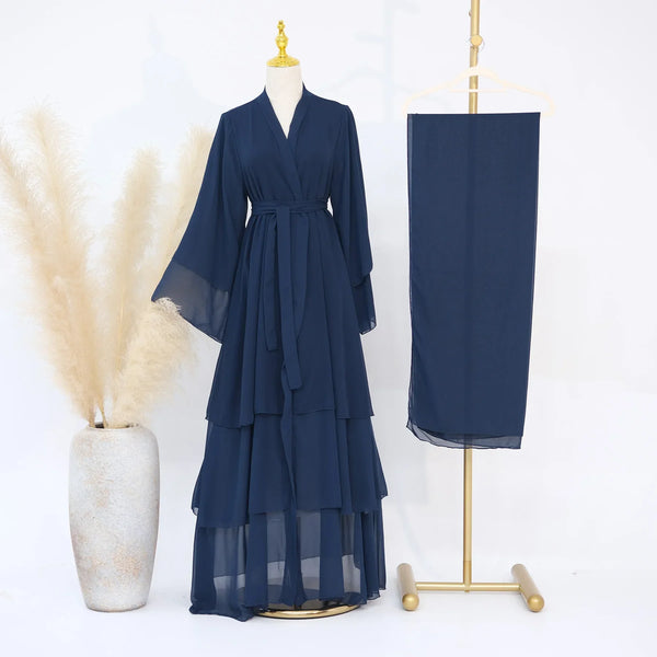Chiffon Hijab Dresses for Women Muslim Open Kimono Abaya Modest Kaftan Dubai Arabic Robe Islamic Kebaya Jalabiya Caftan Clothing