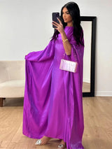 Batwing Butterfly Satin Shimmer Abaya Dubai Luxury Muslim Maxi Kaftan Dresses Abayas For Women Kebaya Caftan Robe Femme Vestidos