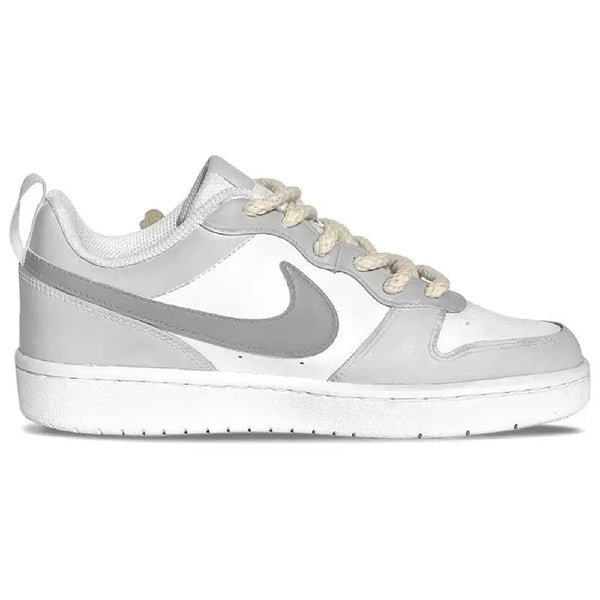 [Custom Starry Bear]Nike Court Borough Skateboard Shoes Women's Low-Top White/Gray