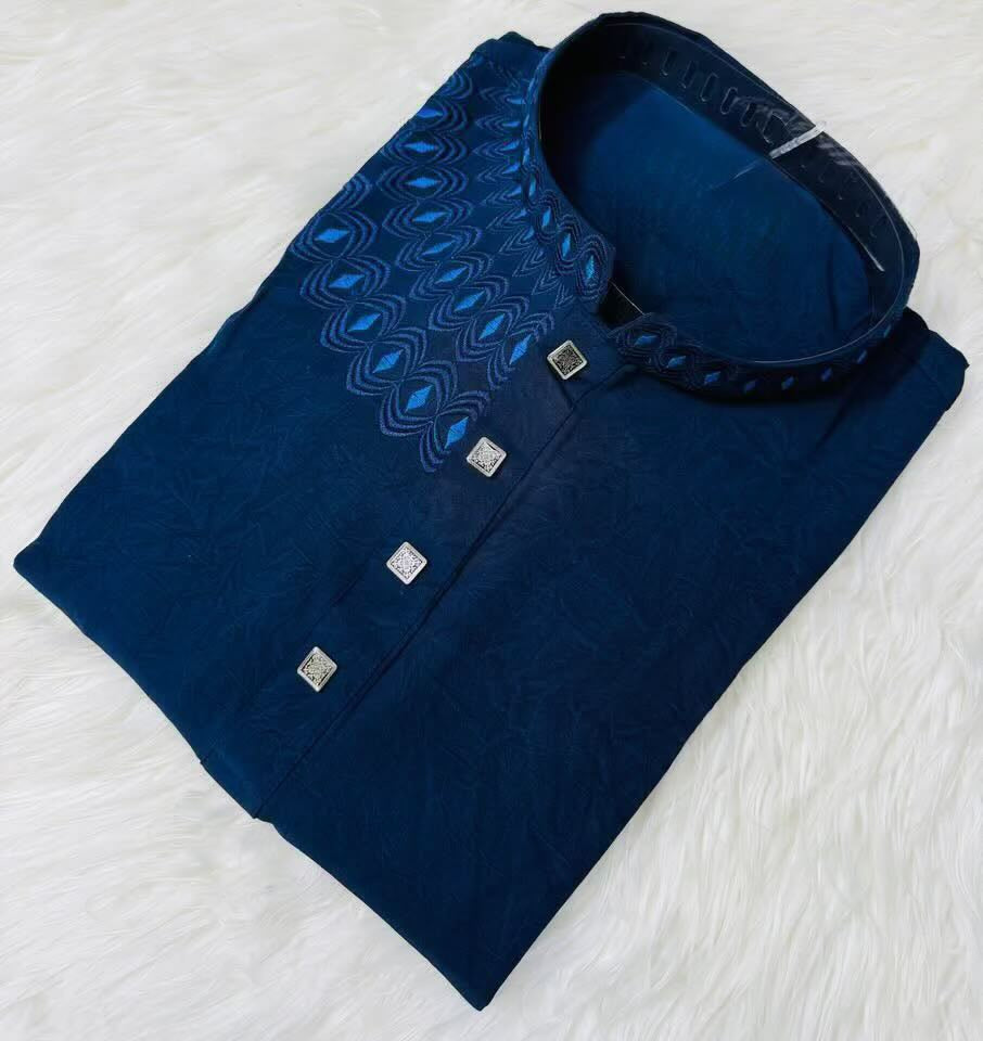 Signature Embroidered Panjabi Collection (Black & Blue Edition) |P0028| 182&183 - Raakaat