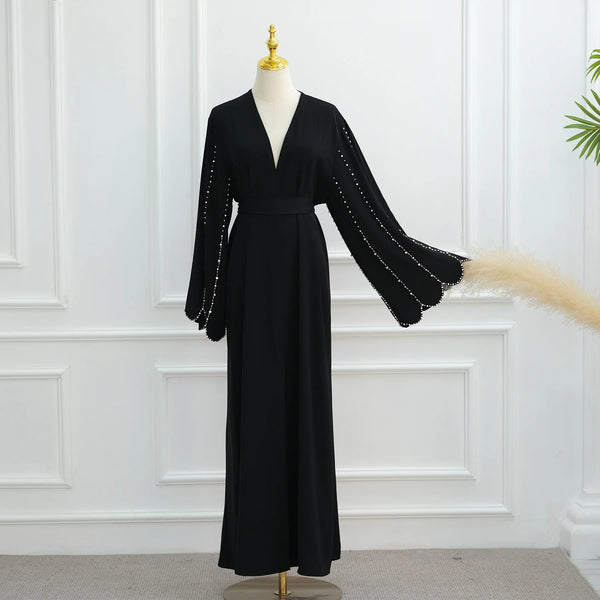Dubai Diamond Kimono Cardigan Black Open Abaya Women Muslim Dress Turkey Kaftan Kebaya Caftan Marocain Femme Robe Islam Jalabiya