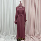 Muslim Women Hijab Dress Satin Abaya Scarf Robe Ramadan Modest Prayer Islamic Clothing Robe Eid Jalabiya Kaftan Caftan Marocain