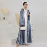 Women Beading Abayas Dubai Turkey Kaftan Muslim Kimono Cardigan Islamic Belted Jalabiya Ramadan Eid Open Abaya Dress Caftan Robe