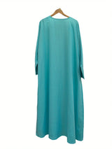 Middle-East Ethnic Clothing Full Sleeve Solid Loose Abaya Muslim Women Abayas Casual Kaftans Islamic Maxi Dresses Jilbabs