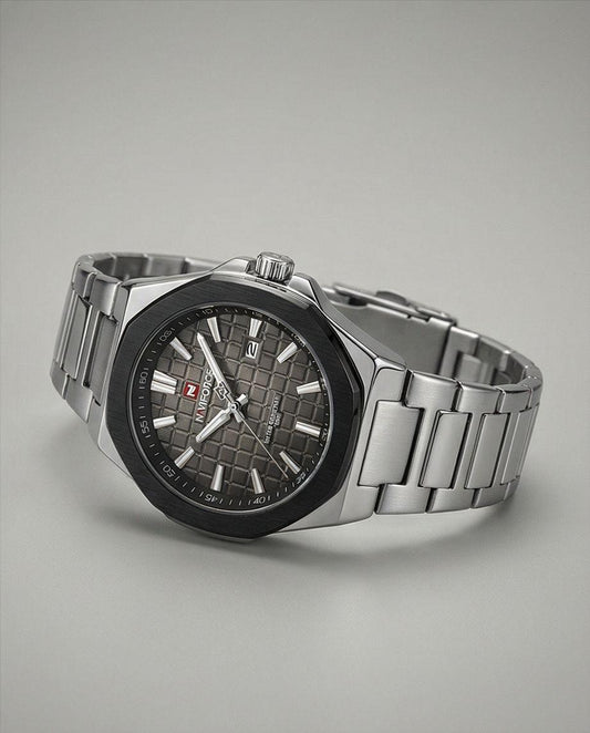 W8-NAVIFORCE Men's Pro Diver Stainless Steel Watch - Stylish Gray Dial - Raakaat