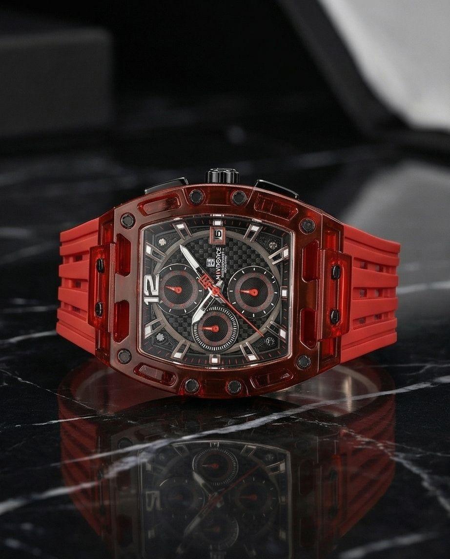 W11-Naviforce Men's Red Chronograph Watch with Black Dial - Raakaat