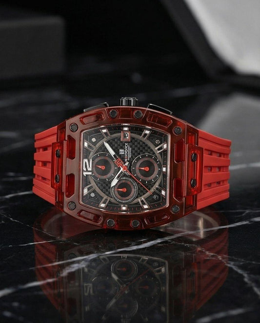 W11-Naviforce Men's Red Chronograph Watch with Black Dial - Raakaat