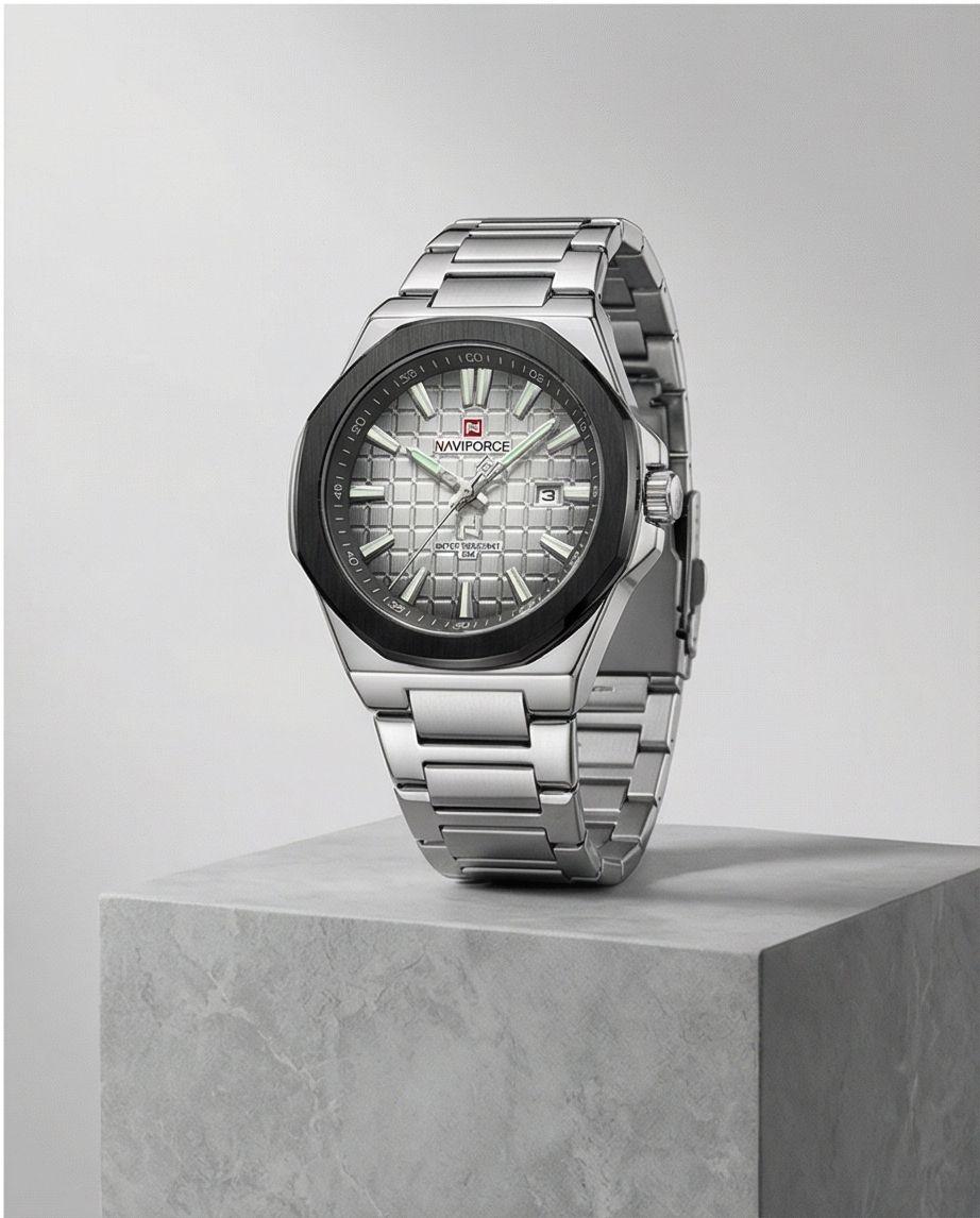W6-NAVIFORCE Stylish Silver Analog Watch for Men - Raakaat