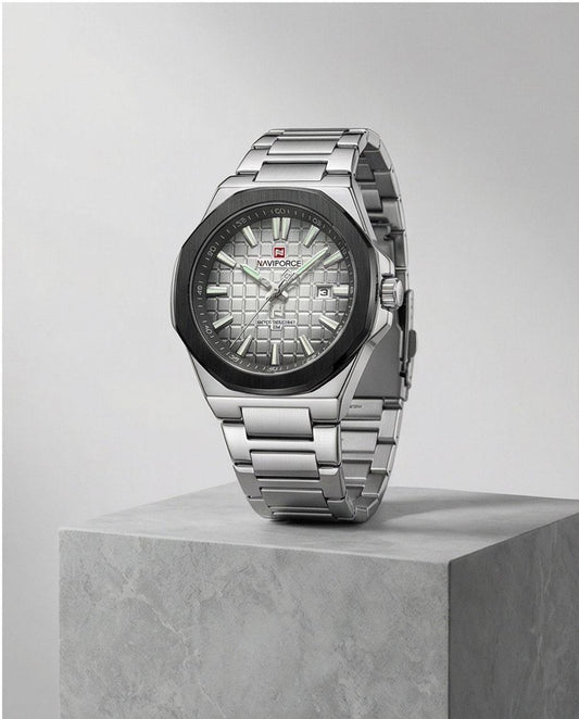 W6-NAVIFORCE Stylish Silver Analog Watch for Men - Raakaat