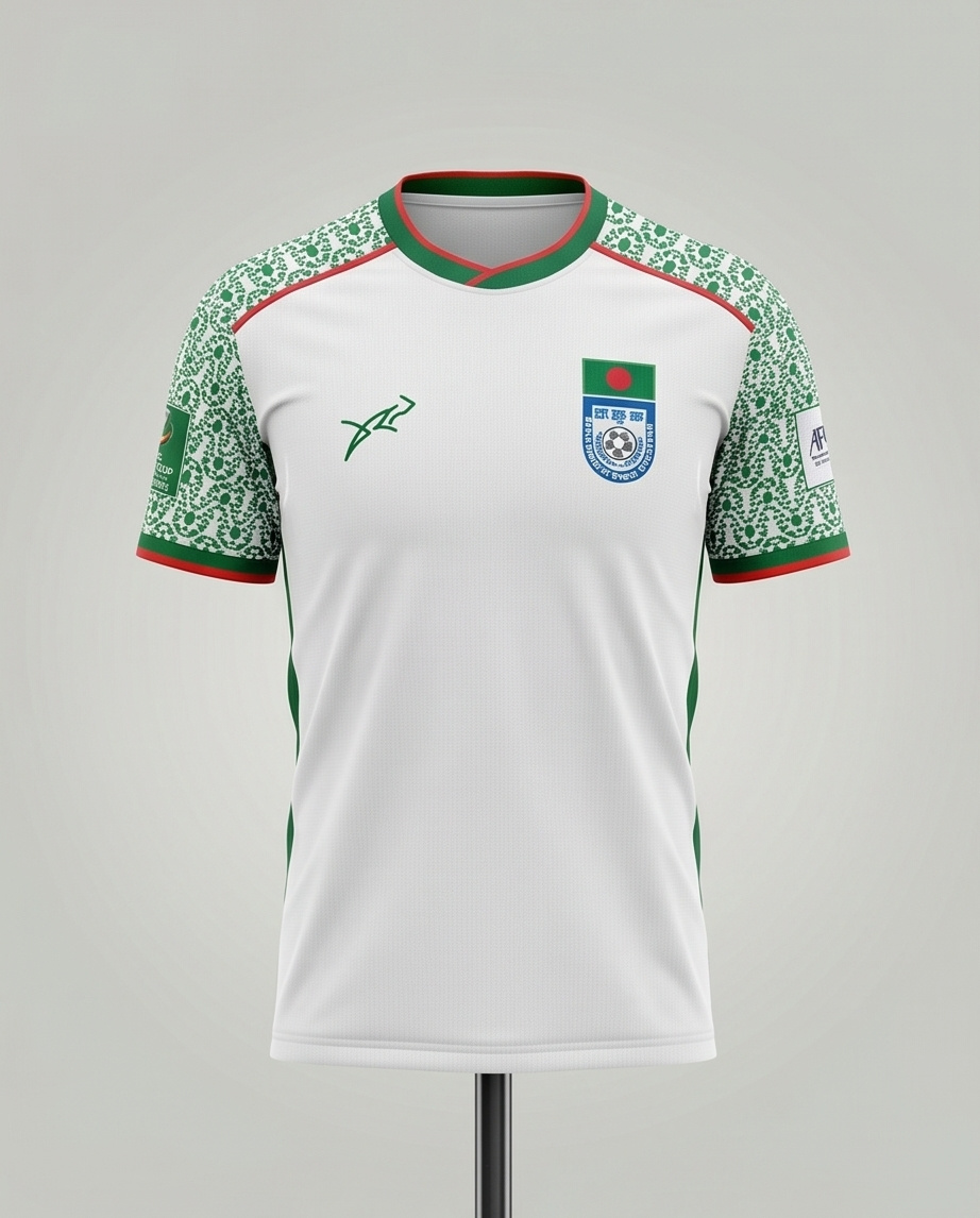 Bangladesh National Football Team Jersey - Player Edition Away kit-White - Raakaat